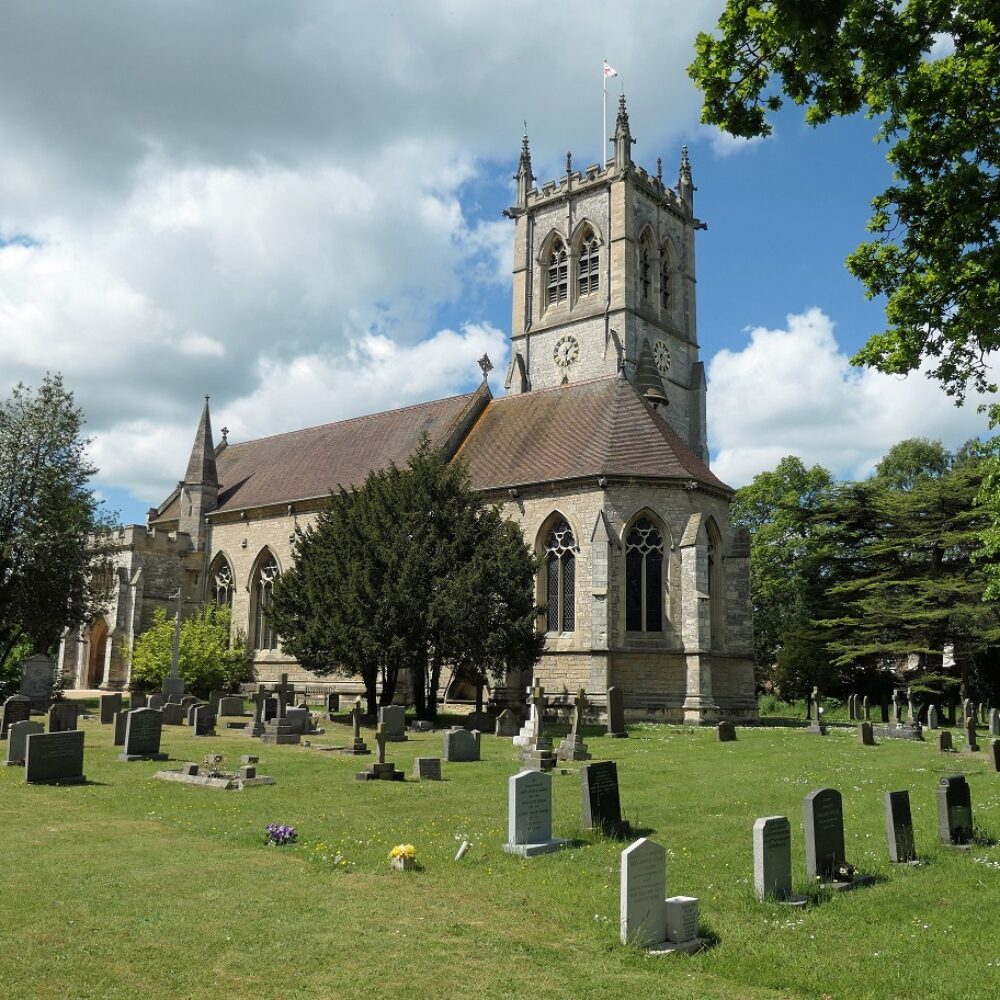 St Helens Church and gravestones in Escrick