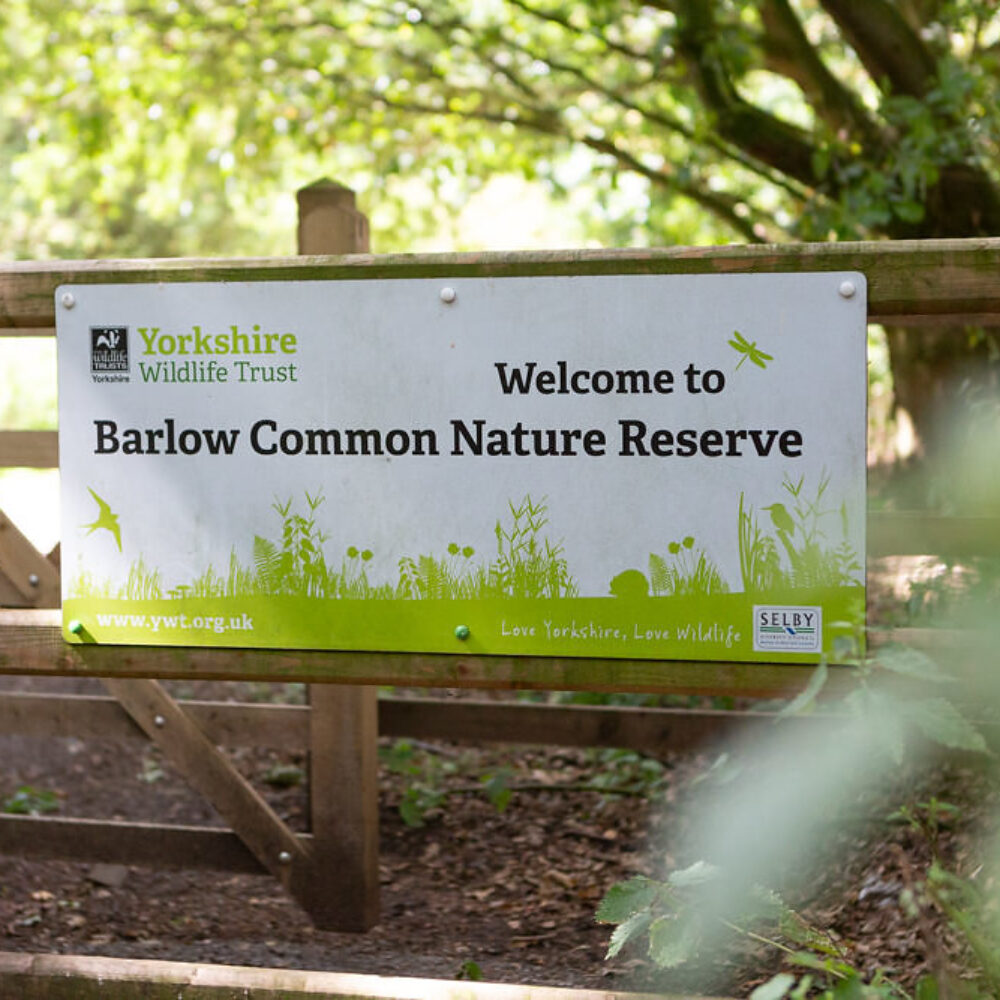 Sign on gate for Barlow Common Nature Reserve